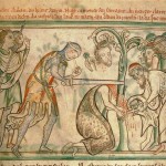 Ilustración del manúscrito del siglo XIII "The Life of St. Alban" de Matthew Paris